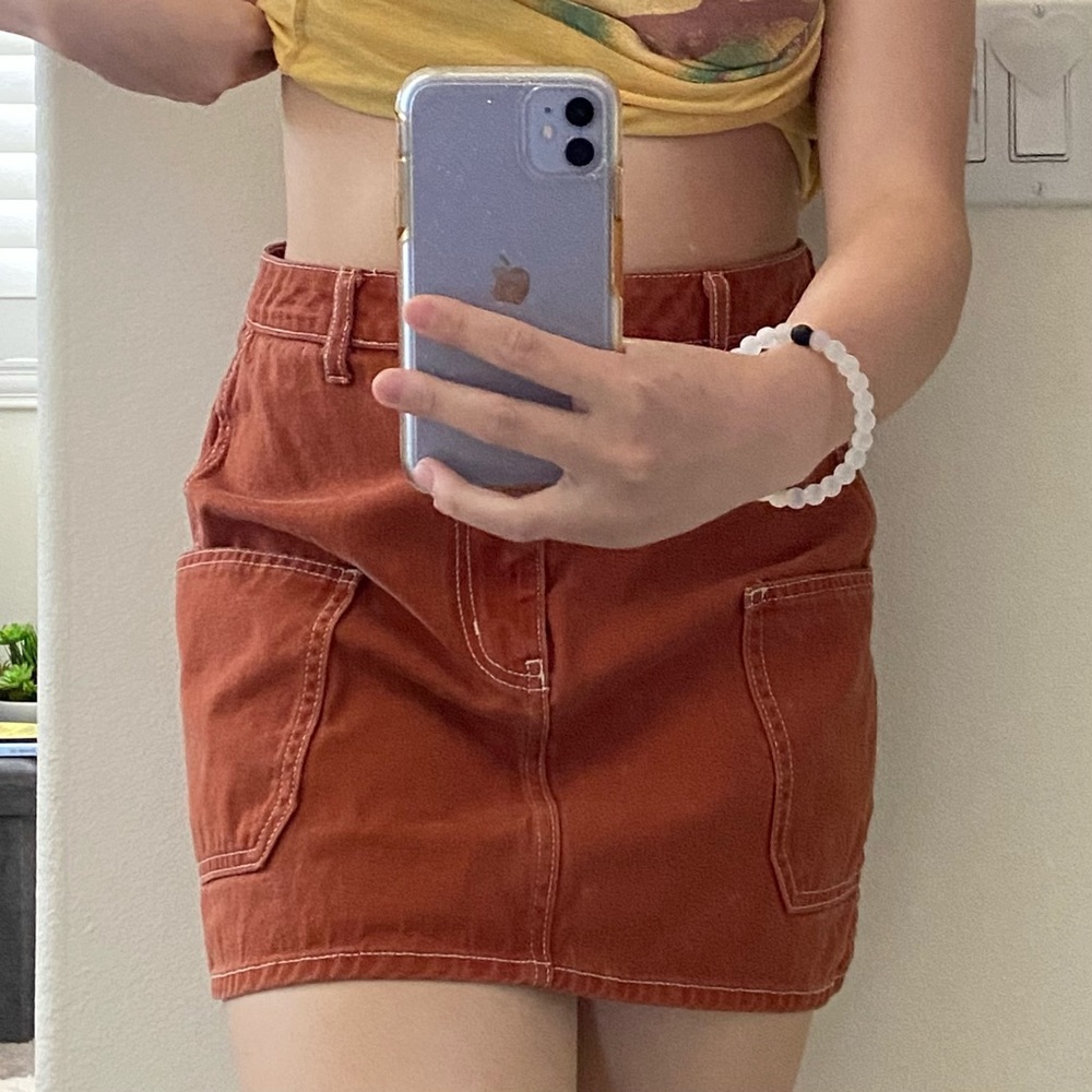contrast stitch mini skirt